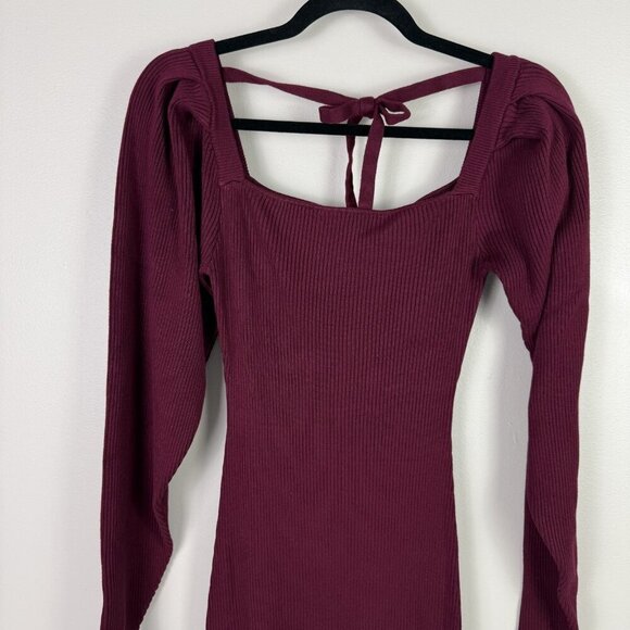 Rachel Parcell Sweater Midi Dress Stretch Small Wine Red Rib Knit Long Sleeve - Picture 3 of 10